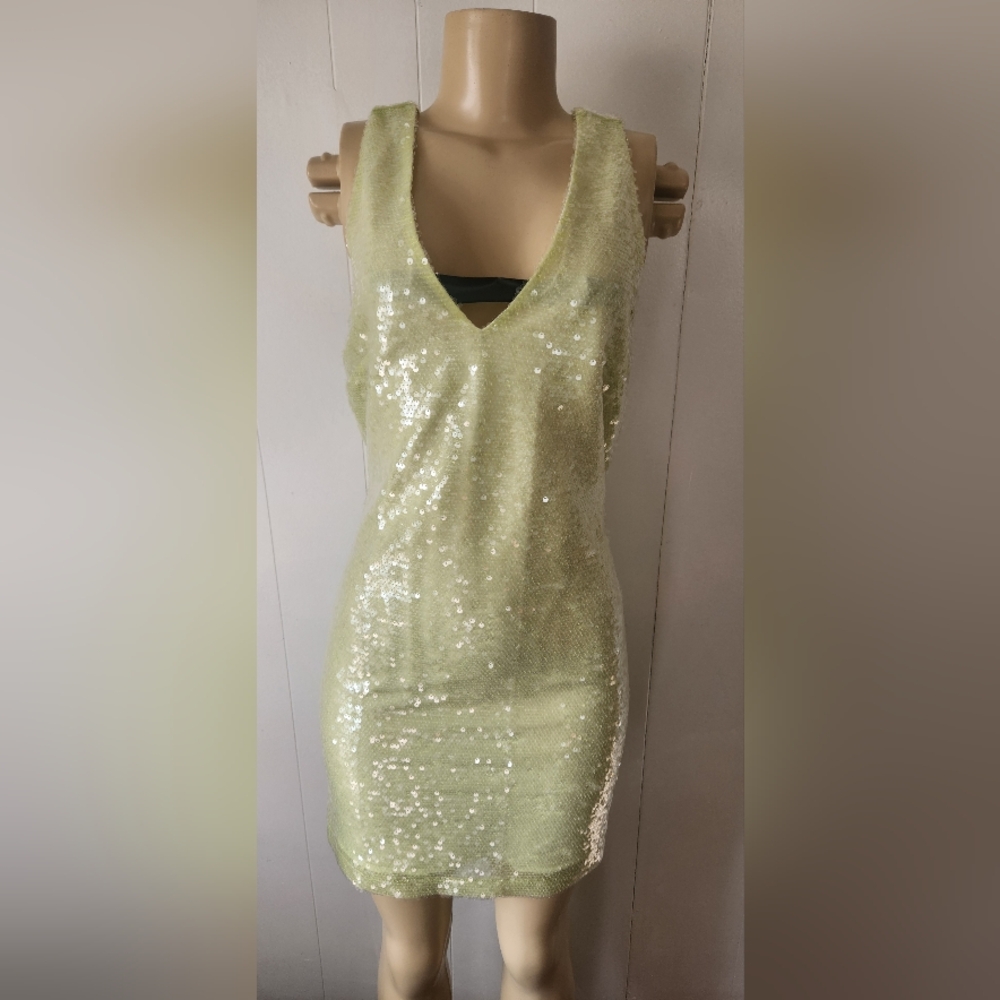A New Day Sequin Midi Dress in Light Green XS